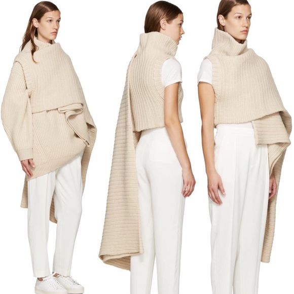 Acne Studios Beige Jodi V Wool Scarf Shawl